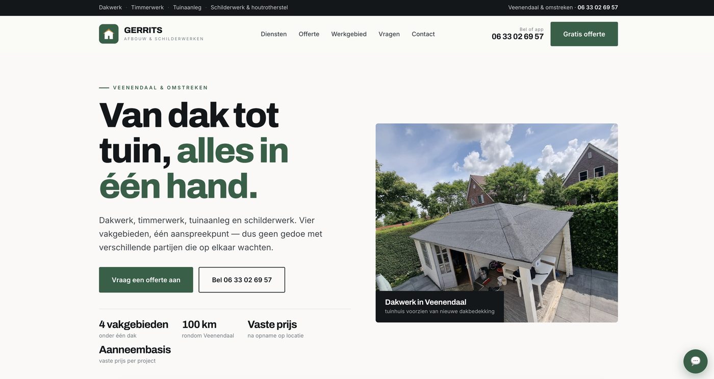Website van Gerrits Afbouw en Schilderwerken