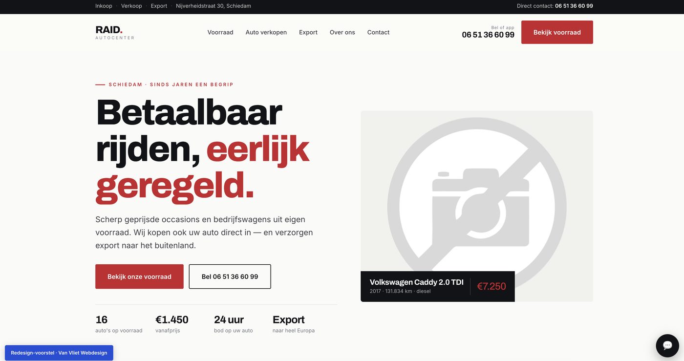 Ontwerpvoorstel voor Raid Autocenter